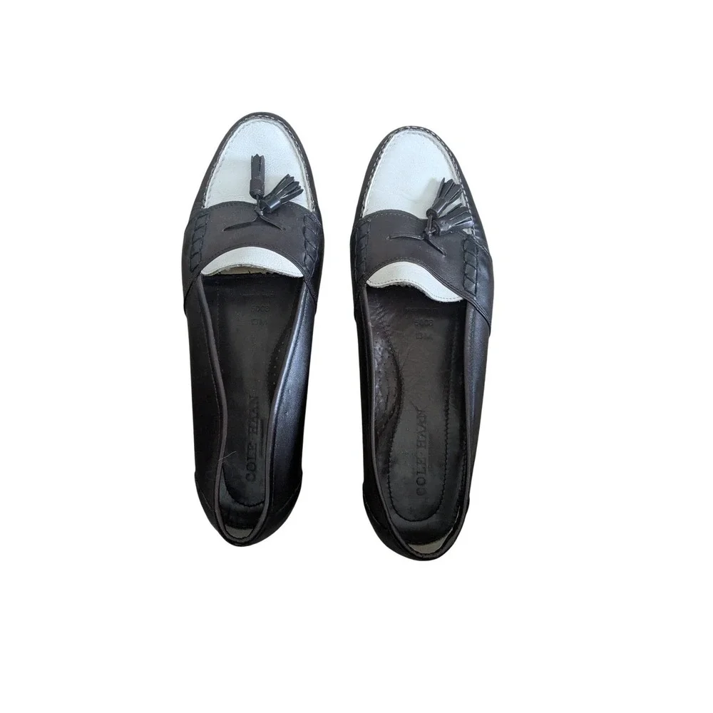 Cole Haan Mens Brown White Leather Tassel Loafers Two‎ Tone Spectator Shoes 10M